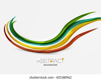 Bandas de color con efectos luminosos brillantes, fondo abstracto de línea de onda - líneas de curva de color en el concepto de movimiento y con efectos de luz y sombra. Pancarta de presentación y diseño de mensajes de tarjeta de visita