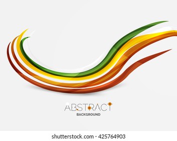 Color stripes with shiny light effects, wave line abstract background - color curve lines in motion concept and with light and shadow effects. Presentation banner and business card message design