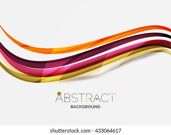 Color stripes with shiny light effects, wave line abstract background - color curve lines in motion concept and with light and shadow effects. Presentation banner and business card message design