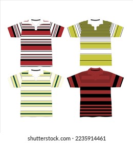 Color Stripes technical Fashion flat sketch Vector Illustration Drawing Template Front And back views isolated on White Background.