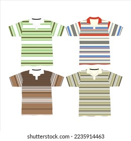 Color Stripes technical Fashion flat sketch Vector Illustration Drawing Template Front And back views isolated on White Background.