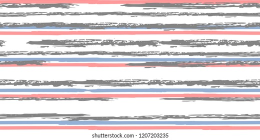 Color Strips. Seamless. Watercolor Striped Fashion Print Design.  Fashionable Hand Lines. Grunge Texture.  Cloth, Textile Design, Linen, Fabric.