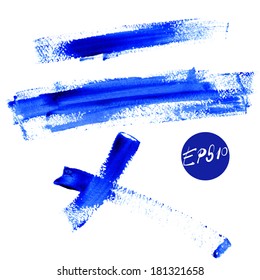 Color Stroke of Blue Paint on white background, traces