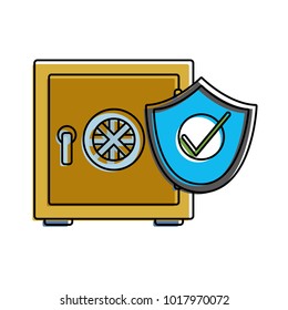 color strong box object with shield security
