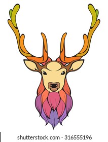 Color stylized deer. Colorful abstract vector illustration can be used as design for logo, tattoo, t-shirt, bag, poster, postcard