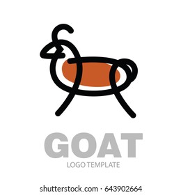 Color stylized drawing goat or nanny-goat - for icon or sign template