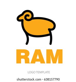 Color stylized drawing of ram - for icon or sign template