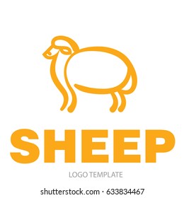Color stylized drawing of sheep - for icon or sign template