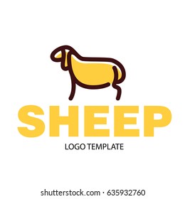 Color stylized drawing of sheep - for icon or sign template