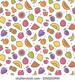 Color stylized fruit background. Outlines vector illustration