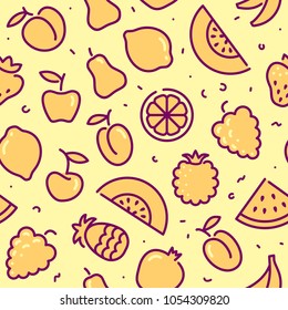 Color stylized fruit background. Outlines vector illustration
