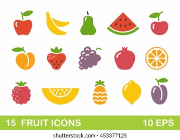 Color stylized fruit icons. Vector illustration
