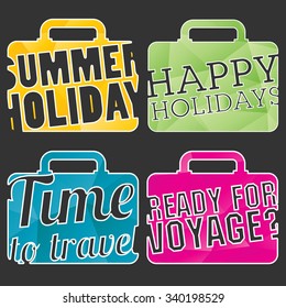 Color Suitcase logo. Travel logo set