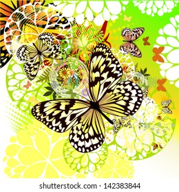 color summer abstraction with butterflies