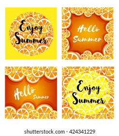 color summer background with lemon frame 