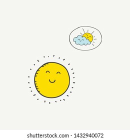 Color Sun cloud icon isolated on background. Modern flat pictogram, business, marketing, internet concept. Trendy Simple vector symbol for web site design or button to mobile app. Logo illustration.