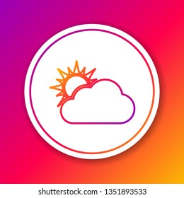 Color Sun and cloud weather line icon isolated on color background. Circle white button. Vector Illustration