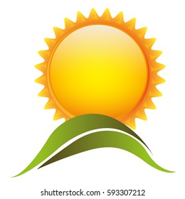 color sun with mountain icon, vector illustraction design