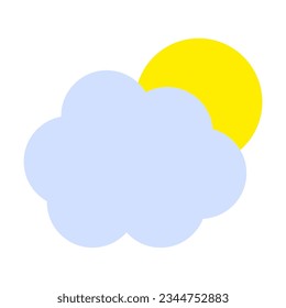 Color sun showing behind a cloud. Vector illustration. EPS 10.