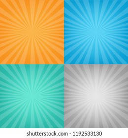 Color Sunburst Background Set With Gradient Mesh, Vector Illustration