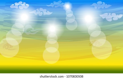 Color sunny summer background. Chinese clouds. Blue, sunny natural background