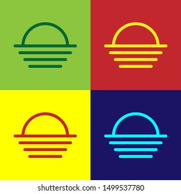 Color Sunset icon isolated on color background.  Vector Illustration