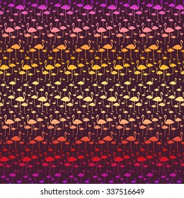 color sunset pattern with flamingo