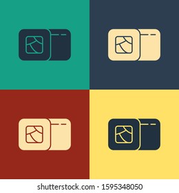Color Sushi icon isolated on color background. Traditional Japanese food. Vintage style drawing. Vector Illustration