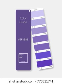 Color swatch concept modern realistic style. Color palette guide. Color scale. Design guide, fan, catalogue. Ultra violet. Color of the Year 2018. Shade chart. Vector illustration 