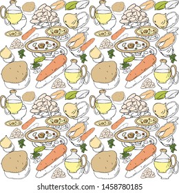Color swatch. Fish soup. Composition.