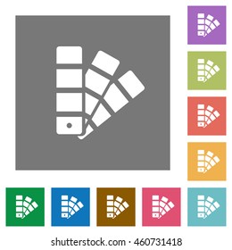 Color swatch flat icon set on color square background.