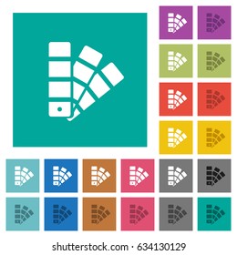 Color swatch multi colored flat icons on plain square backgrounds. Included white and darker icon variations for hover or active effects.