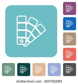 Color swatch outline white flat icons on color rounded square backgrounds
