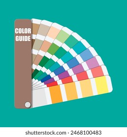 Color swatch. Color palette guide. Colorful scale. Rainbow tool for designer, photographer, artist. Coloured swatches catalogue, book. Vector illustration in flat style