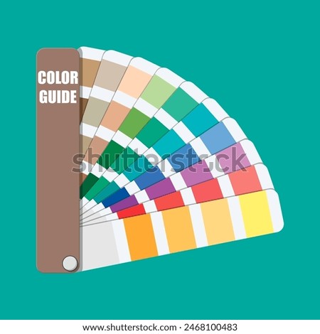 Color swatch. Color palette guide. Colorful scale. Rainbow tool for designer, photographer, artist. Coloured swatches catalogue, book. Vector illustration in flat style