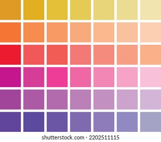 Color swatch. Warm shades. Vector illustration.