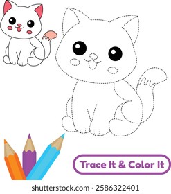 Color a sweet cat vector outline with these fun and creative printable illustrations. Ideal for kids and cat lovers who enjoy adorable feline art.