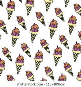 color sweet ice cream with cherry background