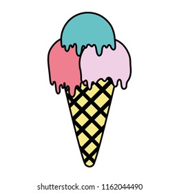 color sweet ice cream with three balls