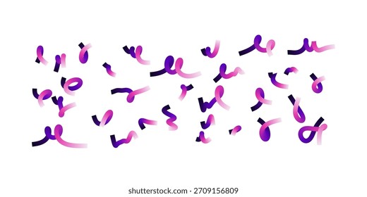 Líneas de remolino de color con degradado de arco iris. Formas de la onda del Vector para la celebración, las fiestas y el diseño de los carnavales