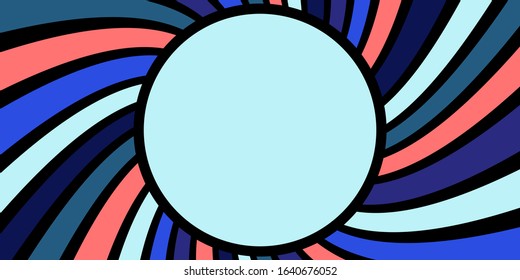 Color Swirling radial vortex vector background with a round frame