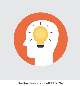 Color symbol of brainstorm flat style. Creative logo design. Modern pictogram concept for web design
