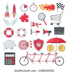 Color symbols of marketing and finance. Red and gray colors