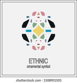 color symmetrical geometrical symbol. Vector icon isolated on pattern.