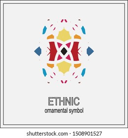 color symmetrical geometrical symbol. Vector icon isolated on pattern.
