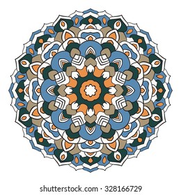 Color symmetrical mandala. Ethnic floral pattern in Oriental style.