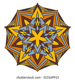 Color symmetrical mandala isolated on white background