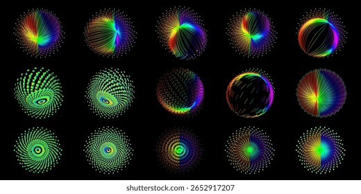 Simetria de cores: arte de linha esférica abstrata