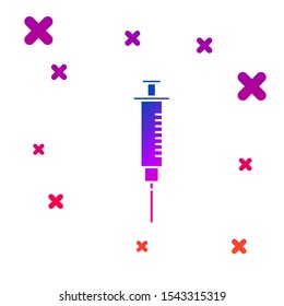Color Syringe icon isolated on white background. Syringe for vaccine, vaccination, injection, flu shot. Medical equipment. Gradient random dynamic shapes. Vector Illustration