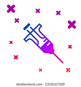 Color Syringe icon isolated on white background. Syringe for vaccine, vaccination, injection, flu shot. Medical equipment. Gradient random dynamic shapes. Vector